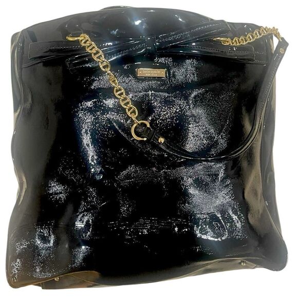 Kate Spade Patent Leather Tote with Gold Chain Embossed - Picture 2 of 16